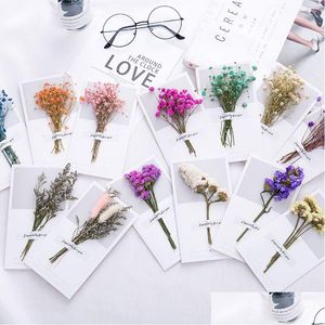 Greeting Cards Dried Flower Gypsophila Christmas Birthday Valentine Day Invitations Card Drop Delivery Home Garden Festive P Dh94K