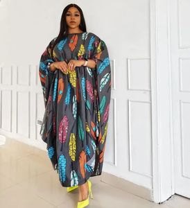 Taglie forti Abiti estivi larghi per le donne Dashiki Abaya Bohemian Leaf Print Kaftan Robe Femme Ankara Afican Size Long Maxi Beach Dress 230519