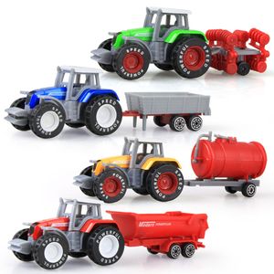 Diecast Model Alloy Engineering Car Tractor Toy Vehicles Farmer Fordons Belt Boy Gift for Children Barn Toys 230518