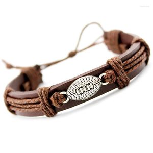 Braccialetti con ciondoli Calcio Calcio Baseball Softball Pallavolo Lacrosse Giocatore di hockey su prato Pelle Donna Uomo Gioielli unisex