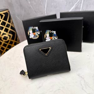 Portafoglio da donna nero di design Portafogli con cerniera corta Portamonete in vera pelle Porta carte da donna Mini portafoglio Pelle bovina Oro e argento Zippy Zero Borsa con scatola