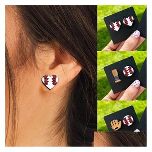 Stud Sport Baseball Earrings For Women Football Volleyball Wooden Earring Party Fashion Jewelry Gifts Drop Delivery Dhgarden Dhjlr