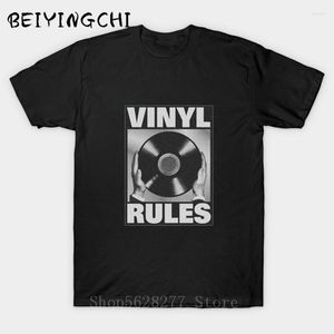 Men's T Shirts Vinyl Rules Black Gum Records R.I.P T-Shirt Short Sleeve Trtro Shirt Printed Cotton Top Music Tee Rap
