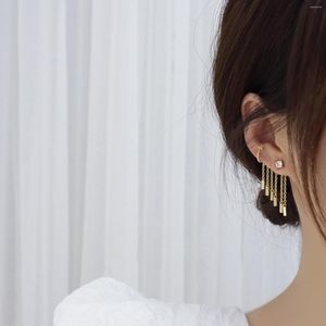 Dangle Earrings Korea Selling Fashion Jewelry Exquisite Copper Inlaid Zircon Irregular Tassel Ear Clamp Creative Female Elegant