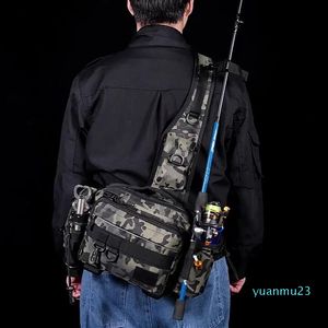 Fishing Tackle Bags Single Shoulder Crossbody Bag Fishing Rod Storage Bag Waist Pack Fish Lures Gear Utility Storage Fishing Bag