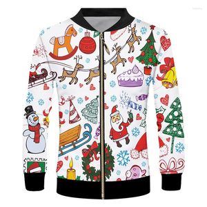 Giacche da uomo IFPD Taglia UE Cerniera stampata in 3D Elementi natalizi Uomo Donna America Plus Divertente cartone animato Xmas Party Cappotto casual