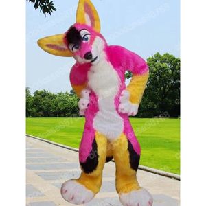Performance Pink Husky Fox Dog Mascot Costume Halloween Natale Fancy Party Dress Personaggio dei cartoni animati Outfit Suit Carnival Party Outfit For Men Women