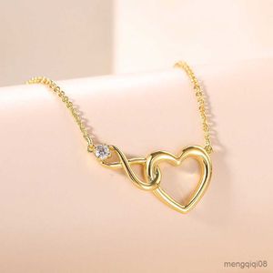 Heart Pendant Necklace for Women Crystal Infinite Love Aesthetic Choker Gold Color Chain Wedding Accessories Jewelry