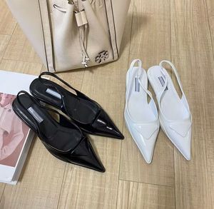 Trójkąt klamra czarne kobiety płaskie sandały procowe buty skórzane szczotkowane balerina Flats Pointe palca luksusowy projektant lady fajne buty 35-41box