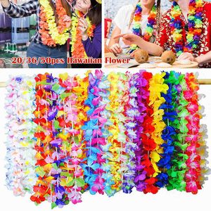 Pack of 20 36 50pcs Hawaiian Party Flower Garlands Necklace Tropical Beach Pool Party Dress Decoration Birthday Wreath G230518