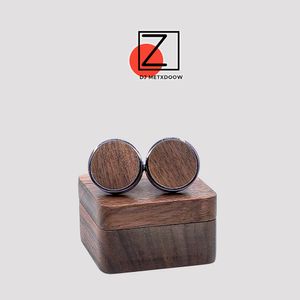 NOVO 2019 Design Wood Cufflinks Wedding Groom Anchor Cufflink Shirt Bufflinks para homem Casual Casual Link Fashion Wood Gift Box