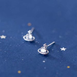 Charm MloveAcc Classic 925 Sterling Silver Space Star Stud Earrings with CZ for Women Wedding Jewelry AA230519