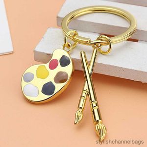 Nyckelringar Ny målare palett Pendant Keychain Brush Artist Key Chain Heart-formad söt nyckelkonstkurs souvenir present Kvinnor barn