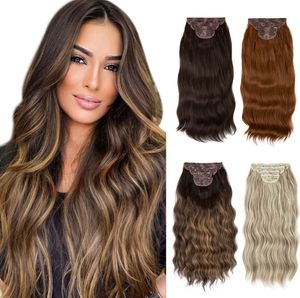 22 inch piece women four piece set clip in hair curly hair extension with many styles to choose from and support customized logo