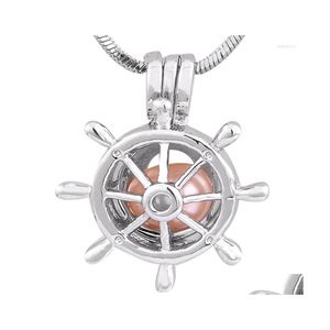 Pendant Necklaces Wholesale Sier Plated Ship Wheel Cage For Women Girls Pack Of 5Pcs/Lot Jewelry Pp151 Drop Delivery Pendants Dhdnj