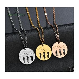 Anhänger Halsketten Nextvance Reise Pine Tree Mountain Runde Halskette Outdoor Abenteuer Natur Wald Kette Schlüsselbein Charm Drop Deliv Dhecm