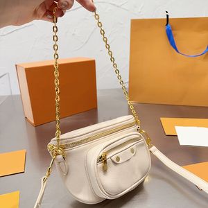Bum Mini Women Waist Bags Chain Crossbody Shoulder Chest Canvas Leather Designer Purse Handbags Pouch Eming Flowers Dust Bag