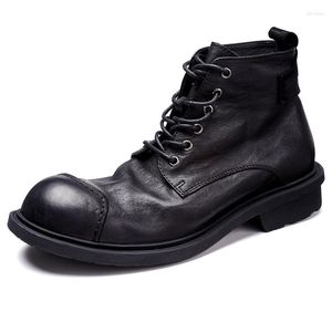 Boots Vintage Business Mens Luxury Cow Leather Leather Work Shoot 2023 Стиль