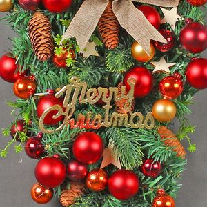Noel Kırmızı Çelenk Ön Kapı Asma Yapay Çam İğne Kar Garands Pencere Açık Hava Yeni Yıl Navidad Ev Dekorasyonu 2023 G230518