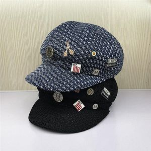 BERETS 202302-2508314 Drop Breattable Hollow Scissors Dollar Badge Fashion Sboy Octagonal Hat Men Women Visirs Cap