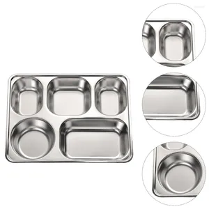 Dinnerware Sets 5 Section Dinner Trays Camping Divided Plates Baby Compact Serving Platter Metal Flatware Compartment