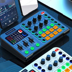 Microfones Live Sound Card Studio Record Professional Soundcard Mixer Bluetooth Mixer Mixer Voice Changer Streaming Audio 230518