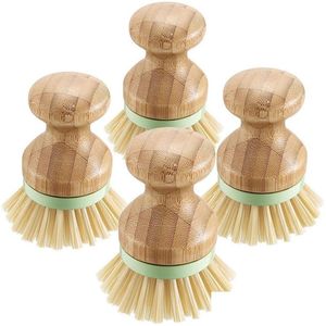 Cleaning Brushes Bamboo Wood Round Mini Palm Scrub Brush Stiff Bristles Wet Wash Dishes Pots Pans Vegetables Drop Delivery Home Gard Dhkc4