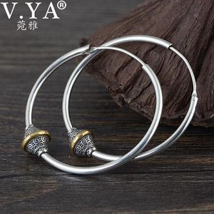 Huggie V.YA 925 Sterling Silver Fashion Glossy Activity Silver Beads Earrings Thai silver Earrings for Women Vintage Fine Jewelry