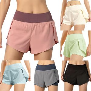 Shorts femininos Quick Dry High Without Yoga Sports Running Women Double Camadas Treinamento de fitness Tennis com bolso do telefone