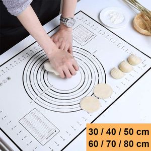 Mats Pads Large Size Silicone Kneading Pad Non Stick Surface Rolling Dough Mat With Scale Kitchen Cooking Pastry Sheet Oven Liner Bakeware 230520