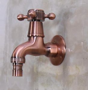 Bathroom Sink Faucets Antique Red Copper Brass Single Cross Handle Washing Machine Tap Cold Water Laundry Faucet Aav301