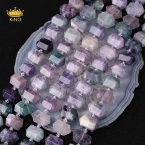 Crystal 15,5 pollici/filamento Fluorite in quarzo Punto di bastone a doppio stick per perle sciolte Punto di picco di pietra perforata per la produzione di gioielli fai -da -te