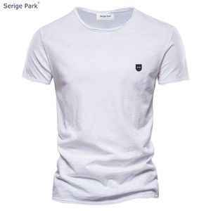 Men's T-Shirts Serige Park Summer Pullover Garden Neck Short Sleeve Men's Luxury Bow T-Shirt Men's Pure Cotton Eden Casual Simple Top 230520