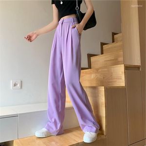 Pantaloni da donna Donna Mopping Vita alta Primavera Estate Casual Donna Solido Dritto Pantaloni sottili larghi Vintage Coreano lungo