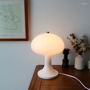 Table Lamps Nordic Retro Solid Wood Mushroom Desk Lights Bedroom Bedside Study Homestay Home Decoration Medieval Bauhaus Glass