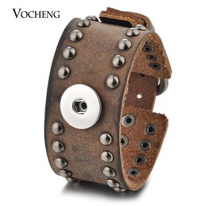 Bangle 10pcs/lot Snap Charms Leather Bracelet for 18mm Button Vocheng Interchangeable Jewelry Rivet Style NN593*10