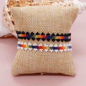 Braccialetto di perline di riso con filo Fiore sfumato Semplicità alla moda personalizzata Perline intrecciate a mano bohémien regolabili