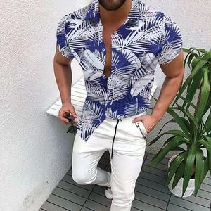 sale spring summer men hawaiian blouse loose fashion simple clothing lapel neck casual streetwear office party shirts pattern printed top L XL 2XL 3XL shirt