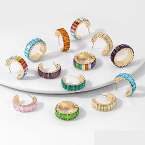 イヤリングネックレスセットファッションColorf Colorf Crystal C Shape Ring Party Luxury Christial Gifts Hoop Earings for Women Jewedhgarden dhupv