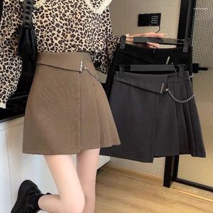 Röcke Mini Plissee Für Frauen Kette Solide Design Koreanischen Stil Mode Damen Alle-spiel Sommer Täglich Casual Grundlegende zart