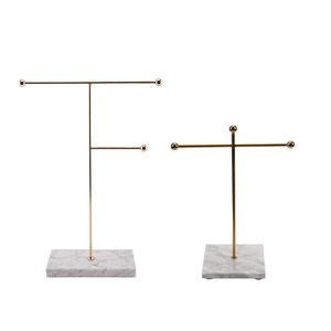 Boxes Gold Storage Shelf with Marble Base Fashion Ins Modern Jewelry Ring Necklace Earrings Metal Display Stand