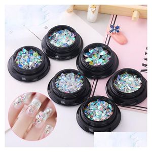 Nail Art Decorations Tamax Na042 6 Styles Ab Color Crystal Round Heart Strass Rhinestone Sharp Bottom Manicure Oval Diy Stones Glass Dhpde