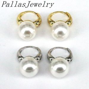 Huggie, 10 pares de joyas rellenas de oro coreano, pendientes de perlas de concha a la moda, pendientes de aro de perlas redondas de alta calidad para mujer 2022