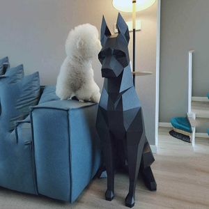 Novelty Items 100cm/68cm DIY Handmade Origami Mode High Black Doberman Dog 3DAnimal Sculpture Doberman Papercraft Bedroom Living Room Decorate G230520