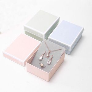 Boxes 12Pcs Multi Size Pure Color Cardboard Jewelry Set Gift Box Ring Necklace Bracelets Earring Gift Packaging Boxes With Grey Sponge