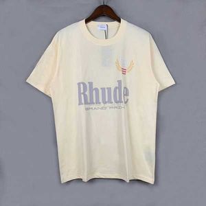 RHUDE POLO MENSショーツレディースデザイナーラルフシャツ23SS RHUDE高品質Tシャツメンズ春秋の手紙プリント半袖米国サイズTシャツLaurenst4Exp