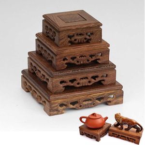 Novità Articoli in legno Retro Vassoio da tè Tavolo Delicato piccolo quadrato Teiera Basi Vaso Decor Legno massello Bonsai Piedistallo Base in legno Vassoio da portata G230520