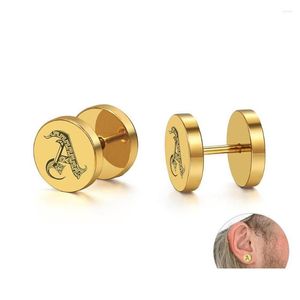 Stud Earrings 10Mm Piercing For Men Women Gold Color Stainless Steel Az Initial Letter Tiny Name Jewelry Lke205 Drop Delivery Dhgarden Dhd1P