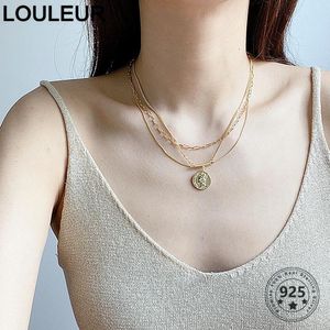 Halsband Louleur News Design 925 Sterling Silver Halsband Guld Dubbelporträtt Pendant Halsband för kvinnor Silver 925 Fina smycken Charms