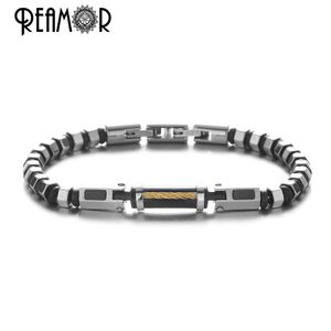 Bangle REAMOR Luxury Stainless Steel Bracelets Men Women Steel Wire inlay Industrial Style Bangles With Detachable Clasp Trendy Jewelry